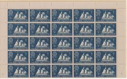 St Pierre Et Miquelon 1942 MNH Sc #300 5c Fishing Schooner Sheet Of 50 Varieties - Blokken & Velletjes