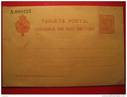 RIO DE ORO 1907 Nº3 10 Cts A.000222 Tirada 250 Ejemplares Sahara Spain Morocco Postal Stationery Card Tirage 250 Exempl. - Rio De Oro