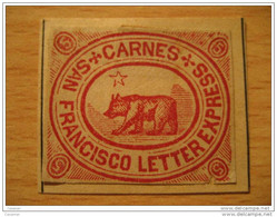 1864 CARNES Scott 35L8 L100 5c Red City Letter Express San Francisco California Local Stamp USA - Sellos Locales