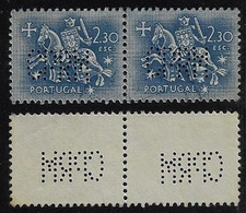 Portugal Pair Of Stamp With Perfin CPRM By Marconi’s Wireless Telegraph Company, Ltd From Lisboa Lochung Perfore Radio - Telecom