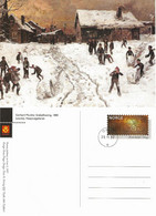 Norge Norway 1997 Christmas Card From Posten: Gerhard Munthe: Snowballs  - Imprinted Stamp, Cancelled 26.11.97 - Lettres & Documents