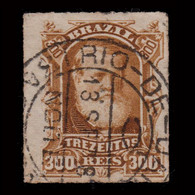 BRAZIL.1878-9.PEDRO II.300r.SCOTT 75.USED.ROULETTED - Gebraucht