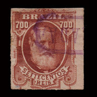 BRAZIL.1878-9.PEDRO II.700r.SCOTT 76.USED.ROULETTED - Ongebruikt