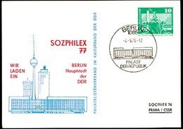 DDR PP16 C2/002B Privat-Postkarte SOZPHILEX Gebäude Berlin 1976 - Privé Postkaarten - Gebruikt