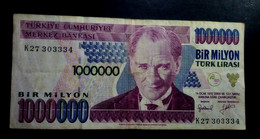 A6  TURQUIE   BILLETS DU MONDE   TURKEY  BANKNOTES  1000000  LIRASI 1995 - Turquie