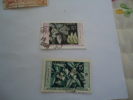 AFRIQUE OCCIDENTALE  FRANCE  USED   STAMPS FLOWERS BANANAS - Andere & Zonder Classificatie