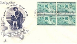 STATI UNITI -  1952 FDC 50° OF 4 H CLUBS - 1951-1960