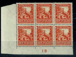 Ref 1569 - New Zealand 1936 - 2d Plate Block Of 6 MNH Stamps - SG 84 (Perf 14 X 13.5) - Neufs