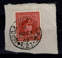 Ref 1569 - 1949 Canada  Piece With W'PG & VIRDEN R.P.O. No 1  Railway Postmark - Oblitérés