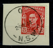 Ref 1570 - 1944 Australia KGVI  2 1/2d Red On Piece With Unusual Postmark O / NSW (Censorship?) - Gebruikt