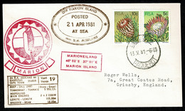 Ref 1575 -  1981 Maritime Paquebot Cover - Marion Island South Africa To Grimsby - Cachets - Cartas & Documentos