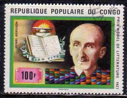 CONGO PEOPLE'S REPUBLIQUE REPUBLIC 1978 NOBEL PRIZE WINNERS HENRI BERGSON BOOK AND FLAME 100fr OBLITERE' USED USATO - Oblitérés