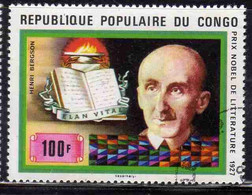 CONGO PEOPLE'S REPUBLIQUE REPUBLIC 1978 NOBEL PRIZE WINNERS HENRI BERGSON BOOK AND FLAME 100fr OBLITERE' USED USATO - Oblitérés