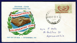 Ref 1575 -  1965 New Zealand Cover - International Co-Operation Year Cancelled Ngaruawahia - Covers & Documents