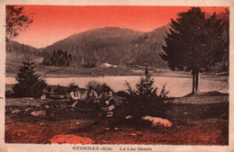 14280 OYONNAX  Le Lac Genin ( 3 Randonneurs)     (Recto-verso) 01 - Oyonnax