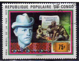 CONGO PEOPLE'S REPUBLIQUE REPUBLIC 1978 NOBEL PRIZE WINNERS FRIDJOF NANSEN REFUGEES PASSPORT 75fr OBLITERE' USED USATO - Oblitérés