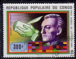 CONGO PEOPLE'S REPUBLIQUE REPUBLIC 1978 NOBEL PRIZE WINNERS GERHART HAUPTMANN AND BOOK 300fr OBLITERE' USED USATO - Oblitérés