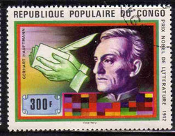 CONGO PEOPLE'S REPUBLIQUE REPUBLIC 1978 NOBEL PRIZE WINNERS GERHART HAUPTMANN AND BOOK 300fr OBLITERE' USED USATO - Oblitérés