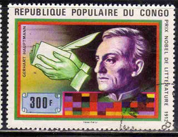 CONGO PEOPLE'S REPUBLIQUE REPUBLIC 1978 NOBEL PRIZE WINNERS GERHART HAUPTMANN AND BOOK 300fr OBLITERE' USED USATO - Oblitérés