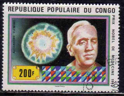 CONGO PEOPLE'S REPUBLIQUE REPUBLIC 1978 NOBEL PRIZE WINNERS ALEXANDER FLEMING AND PETRI DISH 200fr OBLITERE' USED USATO - Oblitérés