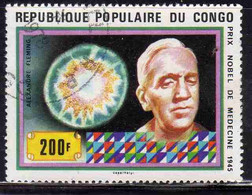 CONGO PEOPLE'S REPUBLIQUE REPUBLIC 1978 NOBEL PRIZE WINNERS ALEXANDER FLEMING AND PETRI DISH 200fr OBLITERE' USED USATO - Oblitérés