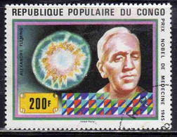 CONGO PEOPLE'S REPUBLIQUE REPUBLIC 1978 NOBEL PRIZE WINNERS ALEXANDER FLEMING AND PETRI DISH 200fr OBLITERE' USED USATO - Oblitérés