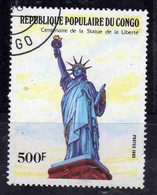 CONGO PEOPLE'S REPUBLIQUE REPUBLIC 1985 ANNIVERSARIES AND EVENTS STATUE OF LIBERTY LIBERTE 500fr OBLITERE' USED USATO - Oblitérés