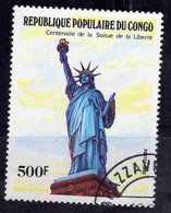 CONGO PEOPLE'S REPUBLIQUE REPUBLIC 1985 ANNIVERSARIES AND EVENTS STATUE OF LIBERTY LIBERTE 500fr OBLITERE' USED USATO - Oblitérés