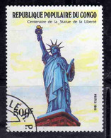 CONGO PEOPLE'S REPUBLIQUE REPUBLIC 1985 ANNIVERSARIES AND EVENTS STATUE OF LIBERTY LIBERTE 500fr OBLITERE' USED USATO - Oblitérés