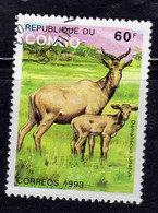 CONGO PEOPLE'S REPUBLIQUE REPUBLIC 1993 FAUNA WILD ANIMALS DAMALISCUS LUNATUS 60fr OBLITERE' USED USATO - Oblitérés