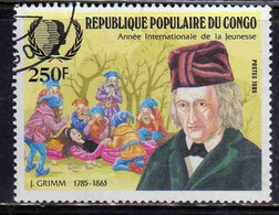 CONGO PEOPLE'S REPUBLIQUE REPUBLIC 1985 ANNIVERSARIES AND EVENTS JACOB GRIMM FABULIST 250fr OBLITERE' USED USATO - Oblitérés