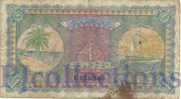 MALDIVES 1 RUPEE 1960 PICK 2b FINE - Maldive