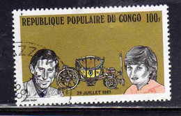 CONGO PEOPLE'S REPUBLIQUE REPUBLIC 1981 ROYAL WEDDING COUPLE AND COACHES 100fr OBLITERE' USED USATO - Oblitérés
