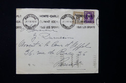 MONACO - Enveloppe Pour Paris En 19388, Affranchissement Surchargé Et Prince Louis II - L 132323 - Briefe U. Dokumente