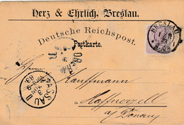 PL417 --   BRESLAU  --    POSTKARTE  --  HERZ & EHRLICH  --  1883  --  N. SCHLESIEN - ...-1860 Voorfilatelie