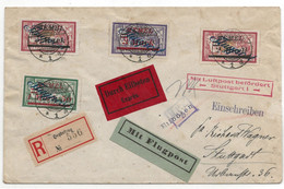 MEMEL FLUGPOST 1922 Durch Eilboten Expres Registered Cover To STUTTGART Germany MIT LUFTPOST BEFORDET - Airplanes