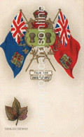 SASKATCHEWAN FROM THE LAND OF MAPLE OLD COLOUR POSTCARD CANADA FLAG COAT OF ARMS CREST VALENTINE SERIES EMBOSSED - Autres & Non Classés