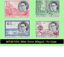 1955 * RUANDA-URUNDI RU 196/199 MNH (NO GUM) KING'S TRAVEL SET  ( X 4 Stamps ) - Nuevos