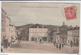 VIC FEZENSAC PLACE DE L'HOTEL DE VILLE ET AVENUE D'AUCH 1906 TBE - Vic-Fezensac