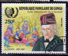 CONGO PEOPLE'S REPUBLIQUE REPUBLIC 1985 ANNIVERSARIES AND EVENTS JACOB GRIMM FABULIST 250fr OBLITERE' USED USATO - Oblitérés