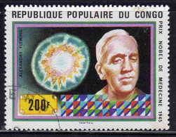 CONGO PEOPLE'S REPUBLIQUE REPUBLIC 1978 NOBEL PRIZE WINNERS ALEXANDER FLEMING AND PETRI DISH 200fr OBLITERE' USED USATO - Oblitérés