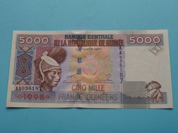 5000 Mille Francs Guinéens ( 1998 - AA036187 ) République Guinée ( For Grade, Please See Photo ) UNC ! - Guinea