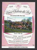 Etiquette De Vin Bordeaux - Chateau Du Port  -  CM Floirac Rugby  (12)  -  Saison  87/88 - Sonstige & Ohne Zuordnung