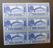NEW ZEALAND, 1936 5p Marlin Sechserblock Scott Michel 210   MNH  **   #5886 - Unused Stamps
