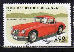 CONGO PEOPLE'S REPUBLIQUE REPUBLIC 1996 ANTIQUE AUTOMOBILES CARS 1938 1955-1962 MG SERIES MGA 300fr OBLITERE' USED USATO - Oblitérés