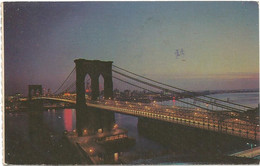 AC2845 New York City - Brooklyn Bridge At Night - Notte Nuit Nacht Noche / Viaggiata 1979 - Ponts & Tunnels