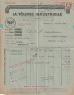 FACTURE PLIEE 1946 PARIS LA TÔLERIE INDUSTRIELLE Cérès De Mazelin - 1945-47 Ceres De Mazelin