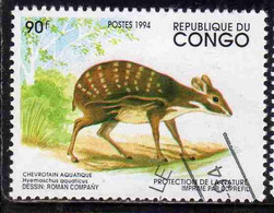 CONGO PEOPLE'S REPUBLIQUE REPUBLIC 1994 PROTECTION OF NATURA HYEMOSCHUS AQUATICUS  90fr OBLITERE USED USATO - Oblitérés