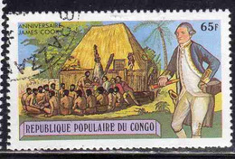 CONGO PEOPLE'S REPUBLIQUE REPUBLIC 1979 CAPTAIN JAMES COOK POLYNESIANS AND HOUSE 65fr OBLITERE USED USATO - Oblitérés