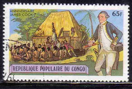 CONGO PEOPLE'S REPUBLIQUE REPUBLIC 1979 CAPTAIN JAMES COOK POLYNESIANS AND HOUSE 65fr OBLITERE USED USATO - Oblitérés